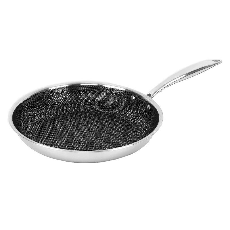 Brentwood 3-Ply Hybrid Non-Stick Stainless Steel Induction-Ready Frying Pan (11 In.) in Silver