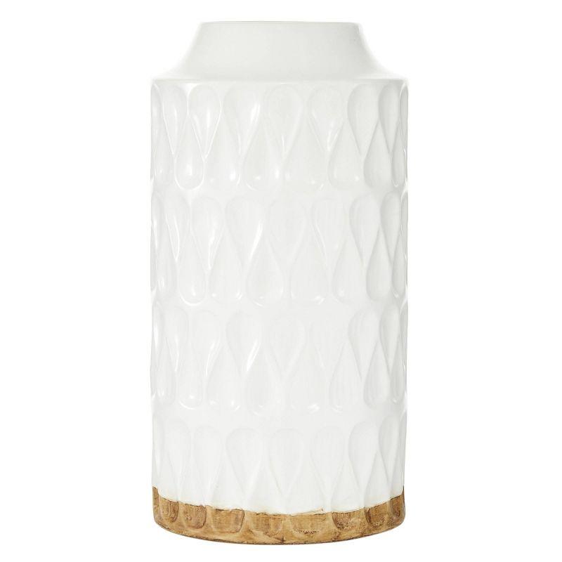 White and Brown Geometric Porcelain Table Vase