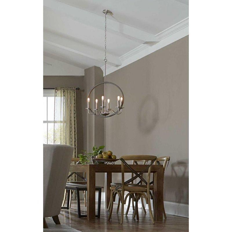 Progress Lighting Fontayne 6-Light Chandelier, Antique Bronze, Candelabra Lights, Steel, Dry Rated, Rustic Farmhouse, Modern Farmhouse, Urban