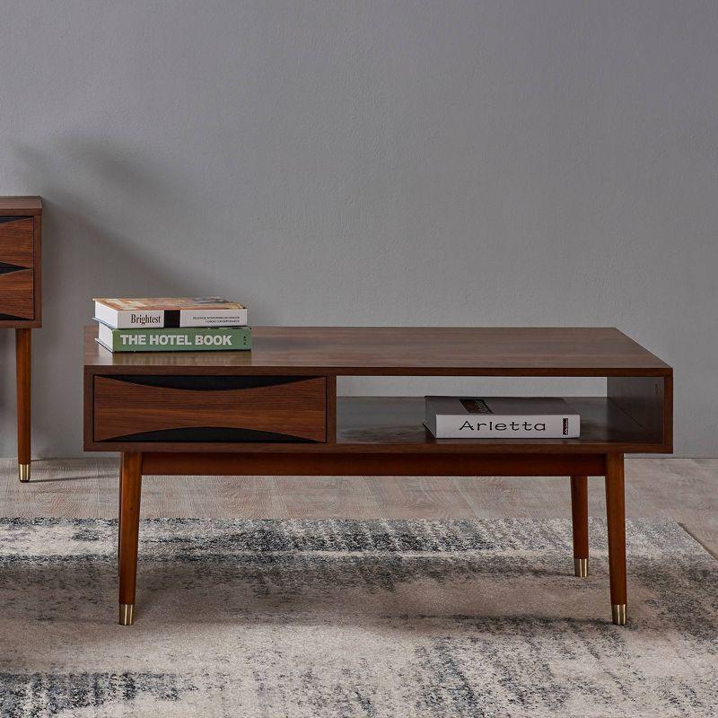 Wrought Studio™ Sabornton 40" Wooden Coffee Table with Drawer, Walnut & Reviews | Wayfair