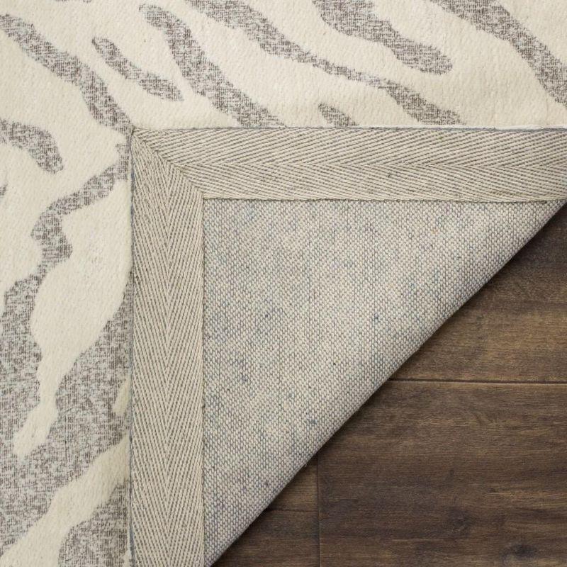 Light Grey/Ivory Rectangular Hand-Tufted Wool Area Rug