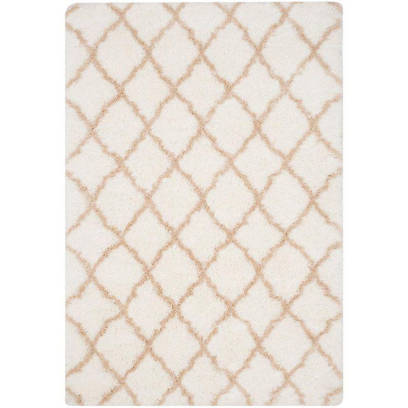 Indie Ivory Shag Hand-knotted Synthetic Rug 6'7" x 9'2"