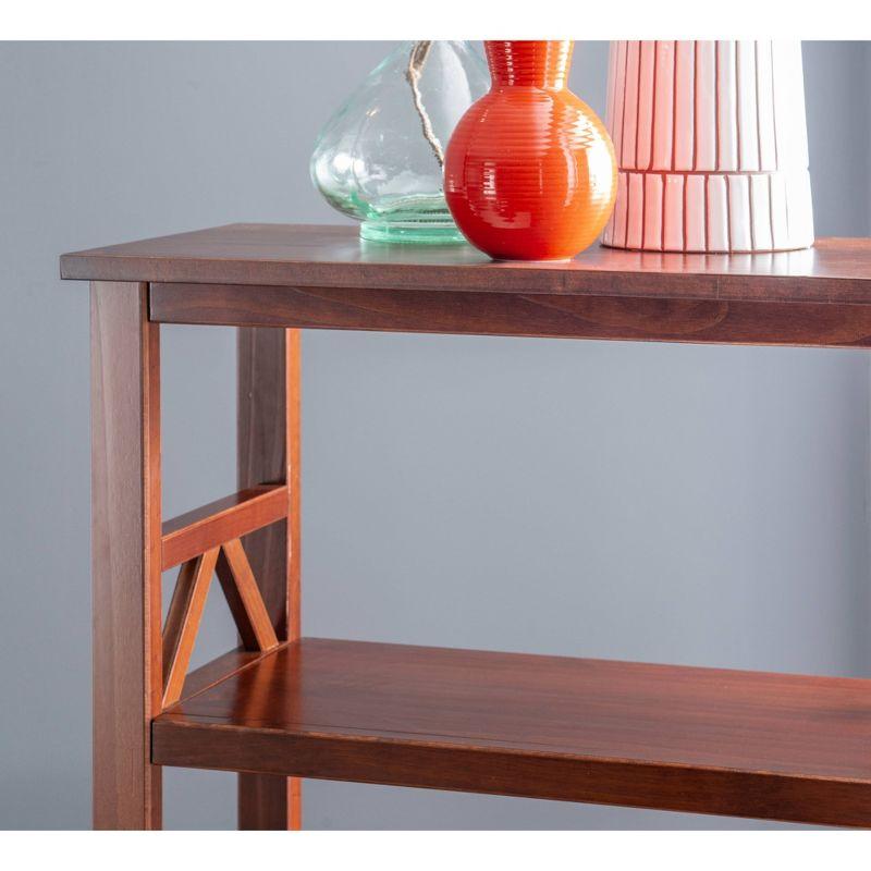 54.45" Titian Transitional Solid Wood Display and Storage Bookshelf Brown - Linon: Mid-Century Modern, 4 Fixed Shelves