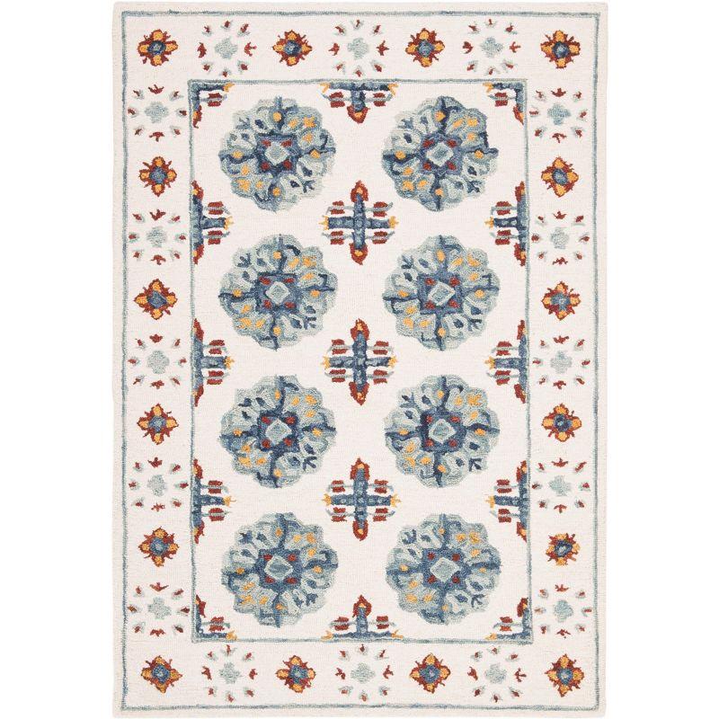 Country Blossom Hand-Tufted Wool Area Rug 4' x 6' - Blue Floral