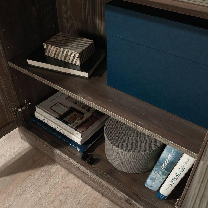 Sauder 70.866" Aspen Post Library Shelf with 2 Doors Pebble Pine