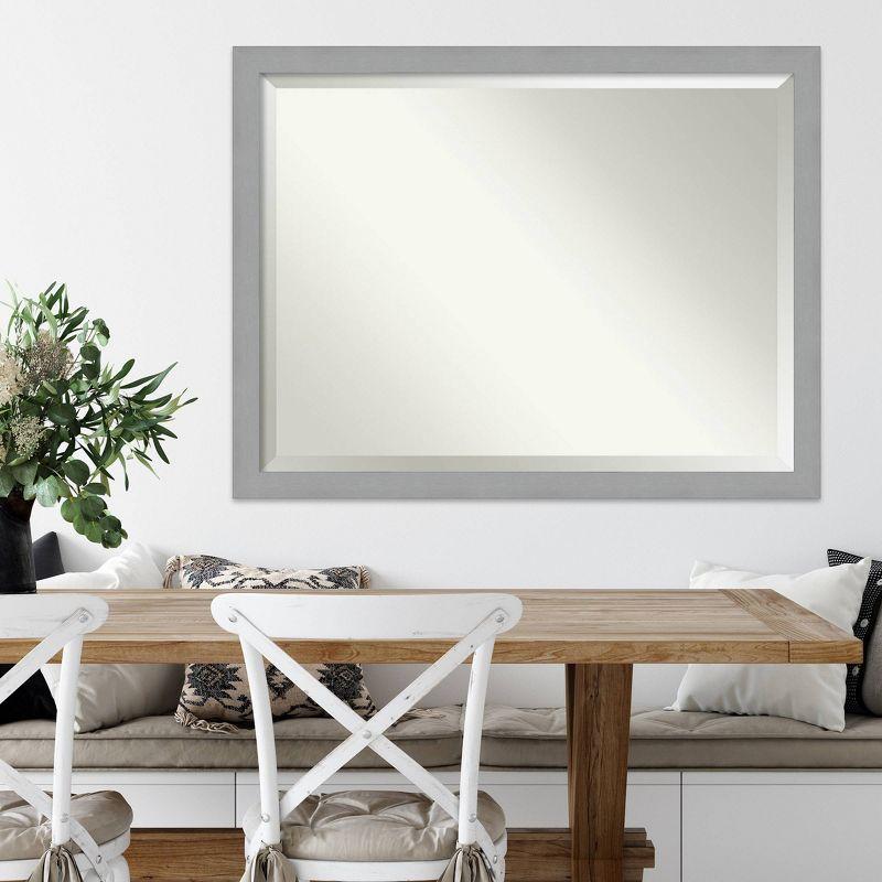 44" x 34" Brushed Nickel Framed Wall Mirror Silver - Amanti Art: Modern Rectangle, No Assembly Required