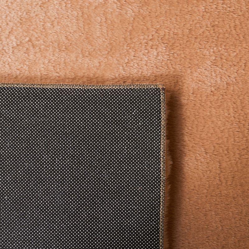 Faux Rabbit Fur FRF500 Power Loomed Machine Washable Indoor Area Rug - Brown - 6'x6' - Safavieh