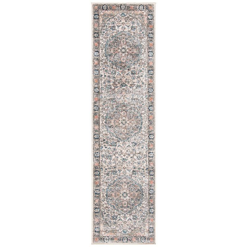 Elegant Grey/Blue Synthetic 2'2" x 8' Hand-Knotted Runner Rug