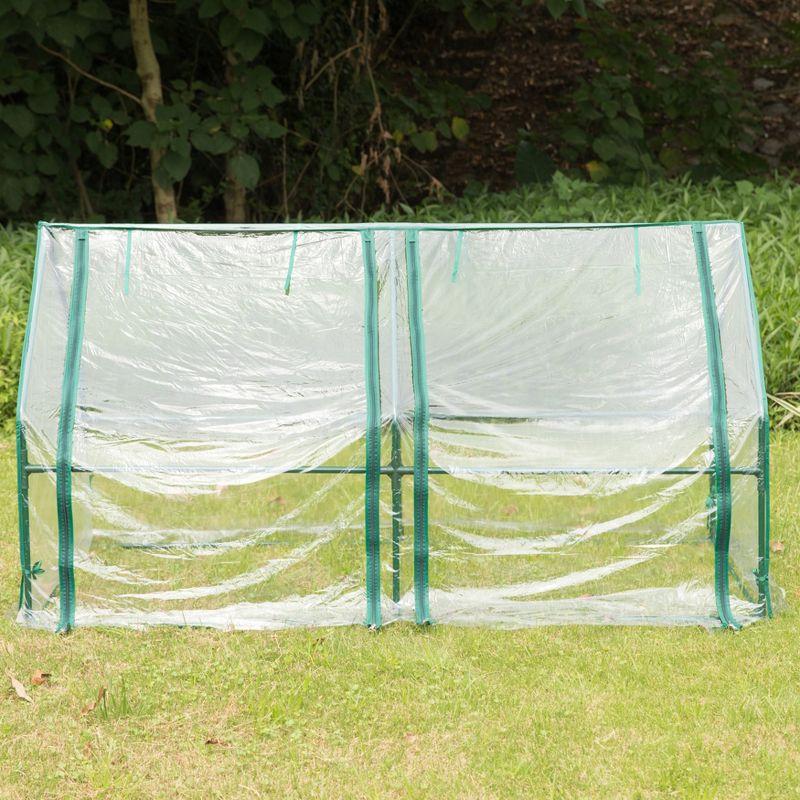 Medium Green Waterproof Portable Plant Greenhouse with Clear Windows