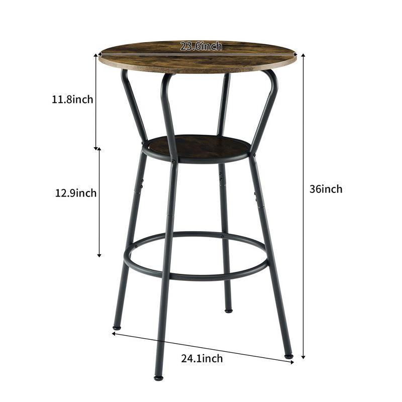 3 Piece Round Bar Table Set for 2, 2 Tier Small Pub Dining Set, Counter Height Table and Chairs Set, Wood Bistro Set for Kitchen Dining Room