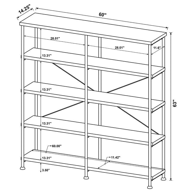 63" Analiese Double Bookcase with 4 Fixed Shelves, Industrial Design - Coaster