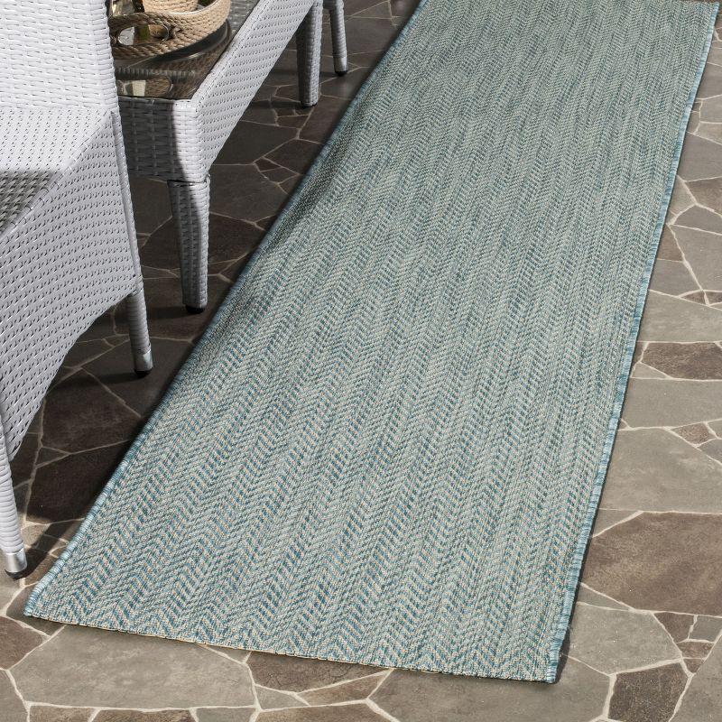 Courtyard CY8022 Power Loomed Indoor and Outdoor Runner Rug - Aqua/Grey - 2'3"x8' - Safavieh