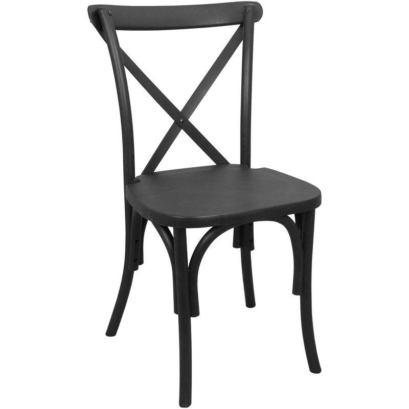 Black Resin Cross Back Upholstered Side Chair