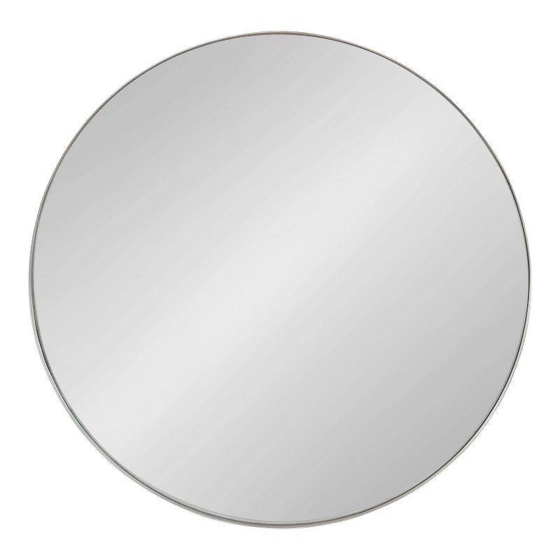 Kate & Laurel All Things Decor 28" Rollo Round Wall Mirror Silver: Modern Metal Frame, No Assembly Required