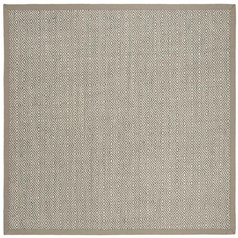 Hand-Knotted Easy Care Cotton Area Rug - Gray, 6' x 6' Square