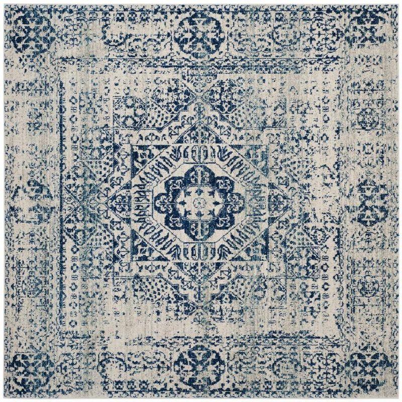 Evoke EVK260 Power Loomed Area Rug - Ivory/Blue - 9'x9' - Safavieh.