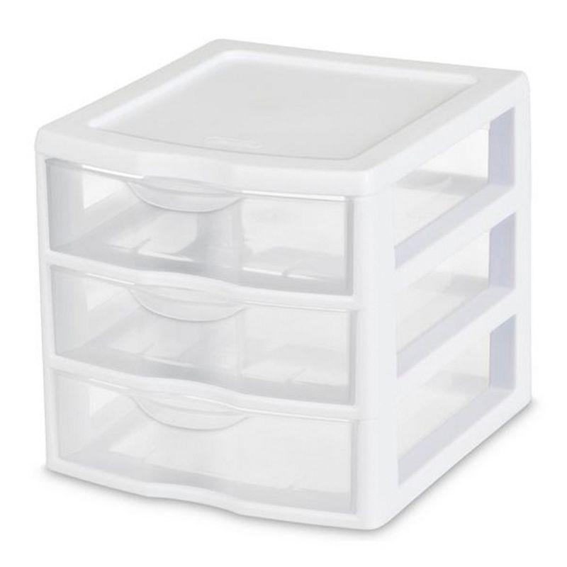 Sterilite Clearview Plastic Multipurpose Small 3 Drawer Desktop Storage Organization Unit for Home, Classrooms, or Office Spaces