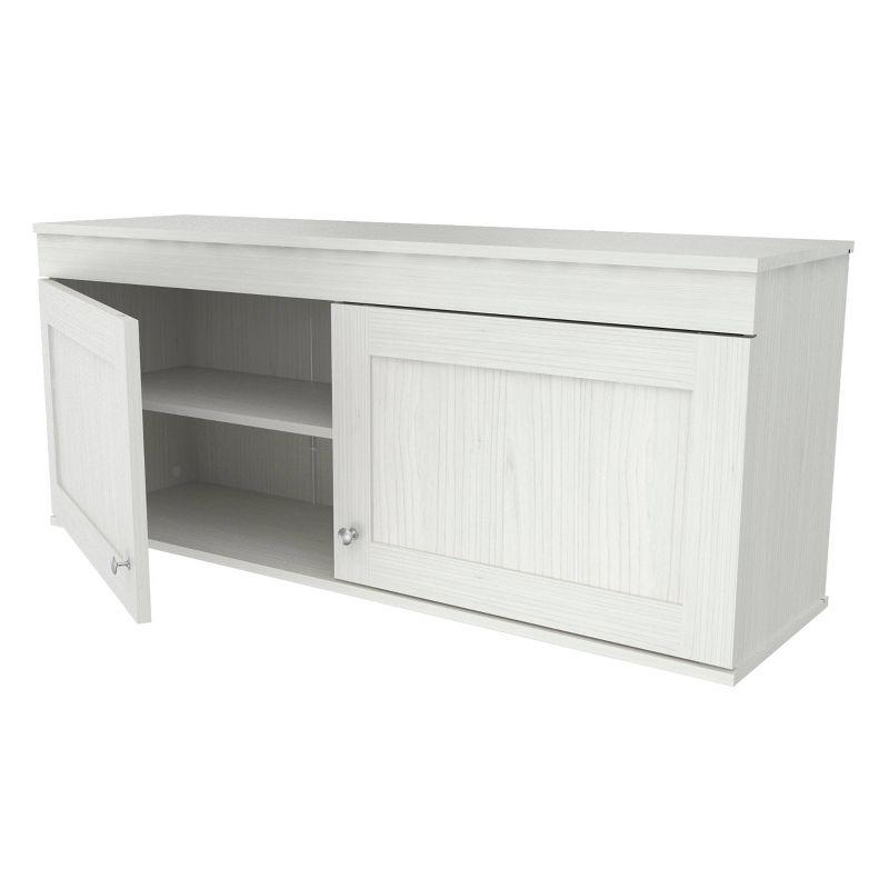 2 Doors Wall Mounted Buffet Cabinet White - Inval: Transitional Style, Adjustable Shelves, Melamine Finish