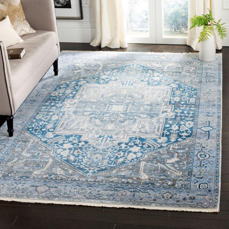 Vintage Blue Rectangular Synthetic Area Rug 5' x 7'