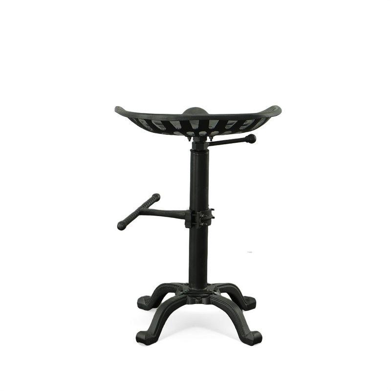 Carolina Living Adjustable Tractor Seat Counter Height Barstool Black: Vintage Style, Iron Base, 22-33" Height