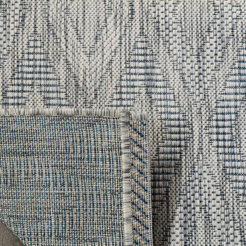 Gray Geometric Low Pile Square Indoor/Outdoor Area Rug