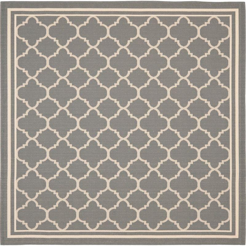 Alina Geometric Anthracite & Beige Easy-Care Synthetic Square Area Rug, 5'3" x 5'3"