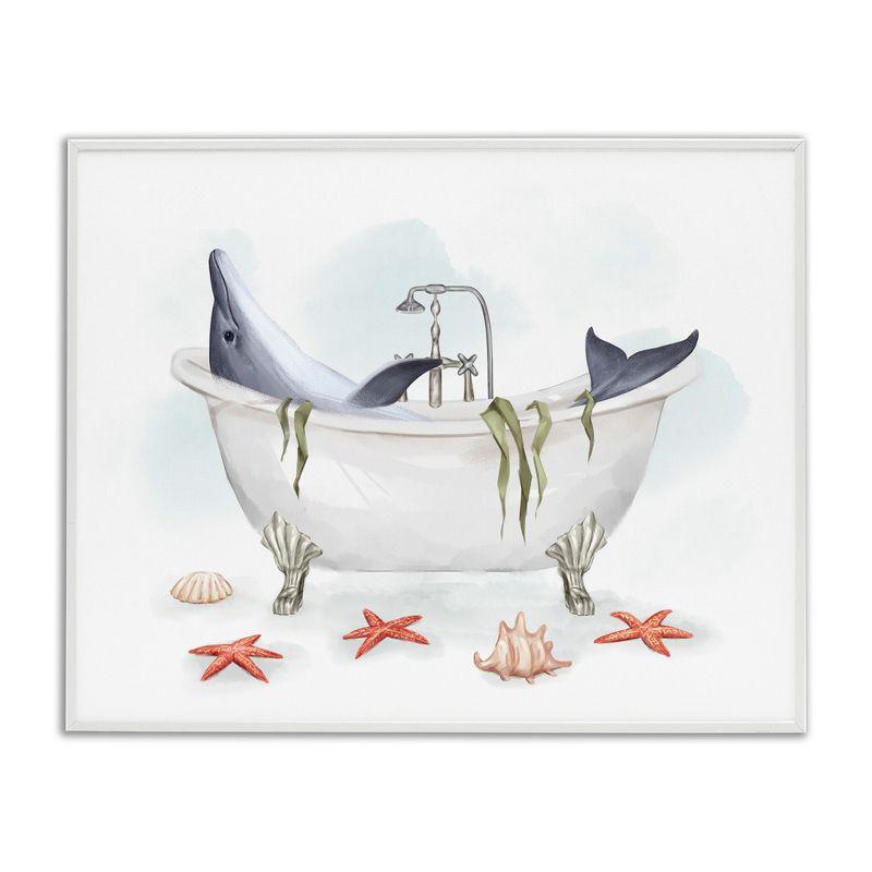Stupell Industries " Dolphin Lounging In Bath Tub Nautical Shells " by Ziwei Li