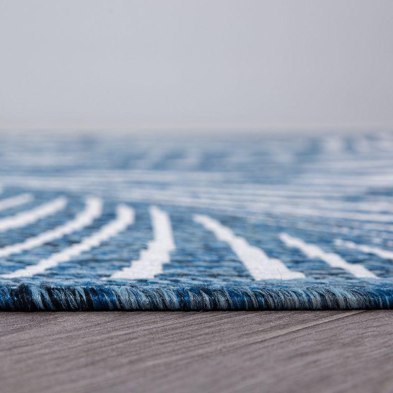 World Rug Gallery Contemporary Palm Leaf Textured Flat Weave Indoor/Outdoor Area Rug - NAVY 2'x3'