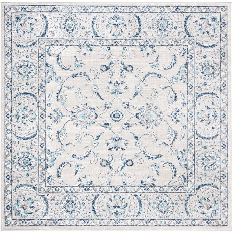 Majestic Heirloom-Inspired 5' x 5' Square Synthetic Gray Rug