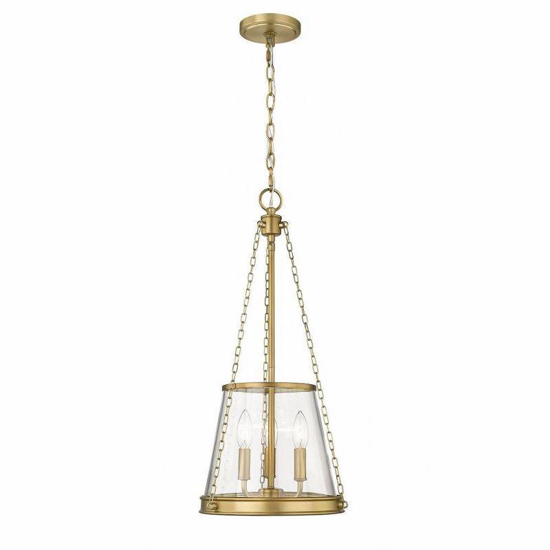 Petite Urban Brass 3-Light Pendant with Clear Glass Shade