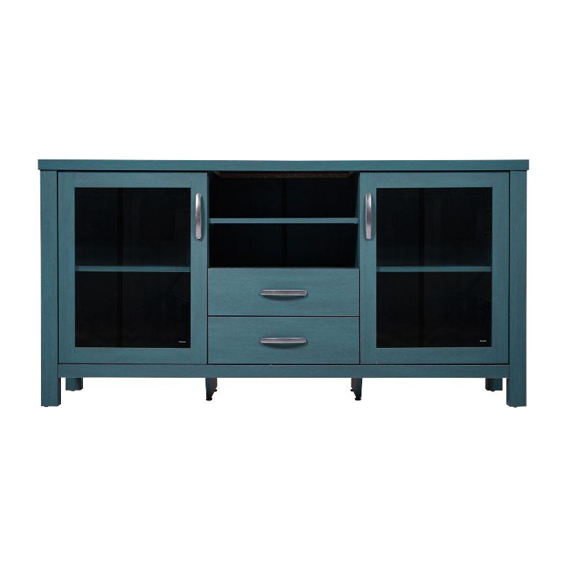 Flash Furniture 59" Engineered Wood Buffet Sideboard Storage Cabinet w/ 2 Drawers, Doors in Teal