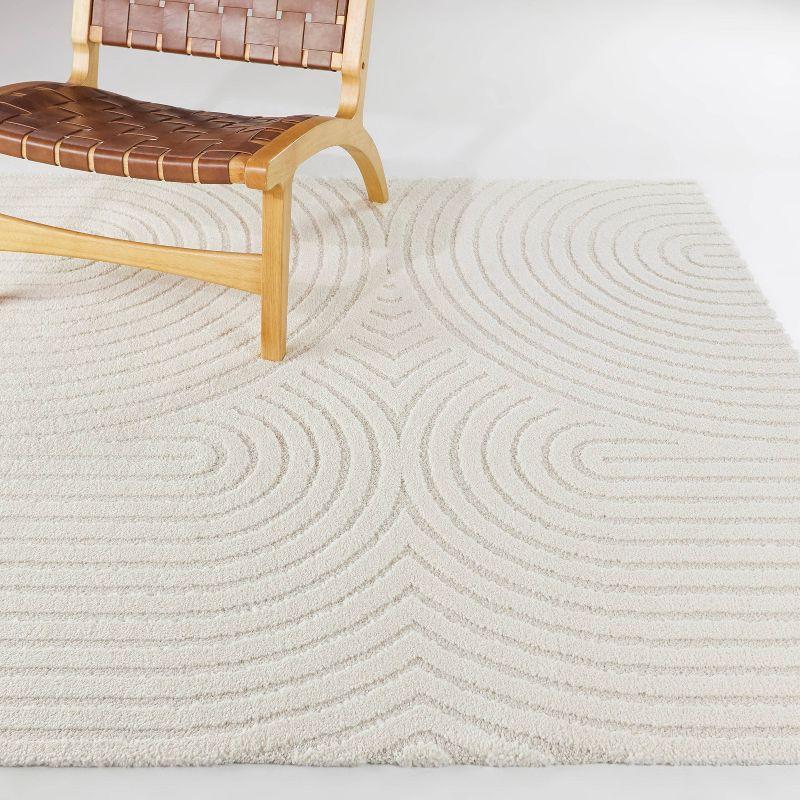 Rectangular 9' x 12' Cream Synthetic Stain-Resistant Rug