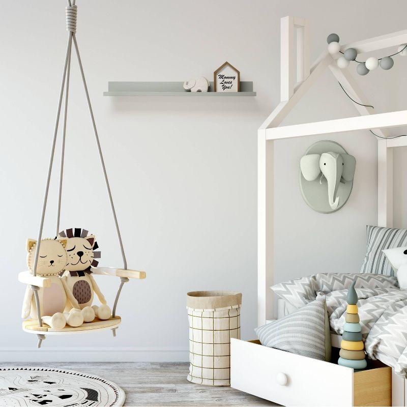 35.4" Picture Ledge Shelf for Kids' Room Gray - InPlace: Decorative Wall Shelf, MDF, Painted Finish, 17 lb Capacity