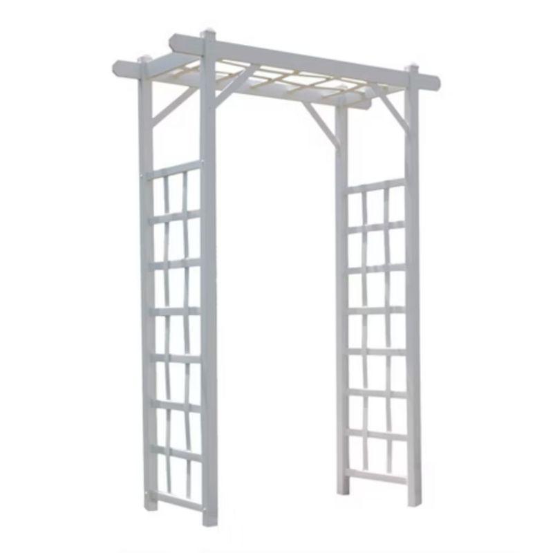 Elmwood White Vinyl Garden Arbor with Lattice Sides