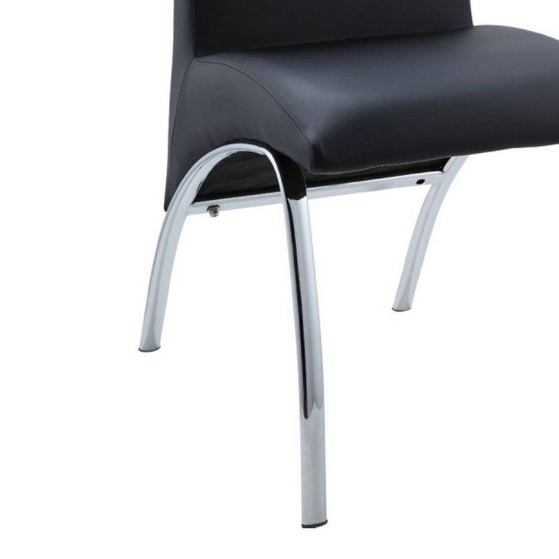 Set of 2 17" Pervis PU Dining Chairs Black/Chrome - Acme Furniture