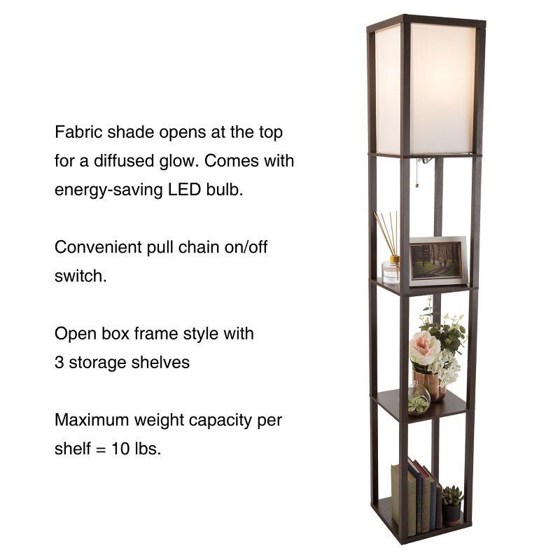 Torchiere Floor Lamp Brown with Storage Shelves & Includes LED Bulb - Lavish Home: Modern Etagere Design, Pull Chain
