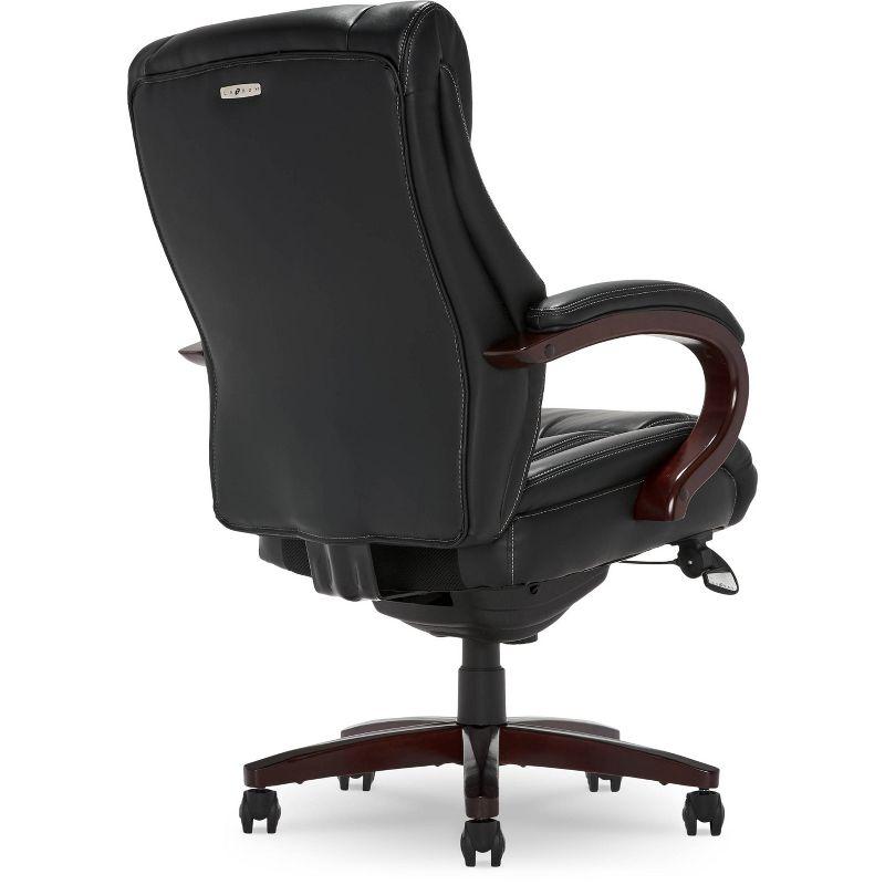 La-Z-Boy La-Z-Boy Bellamy Executive Office Chair with Memory Foam Cushions, Real Wood Arms and Swivel Base, Waterfall Seat Edge, Faux Bonded Leather