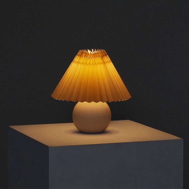 Brightech Serena 10" Ceramic LED Table Lamp - Retro Inspired Globe Base with Cream Pleated Shade