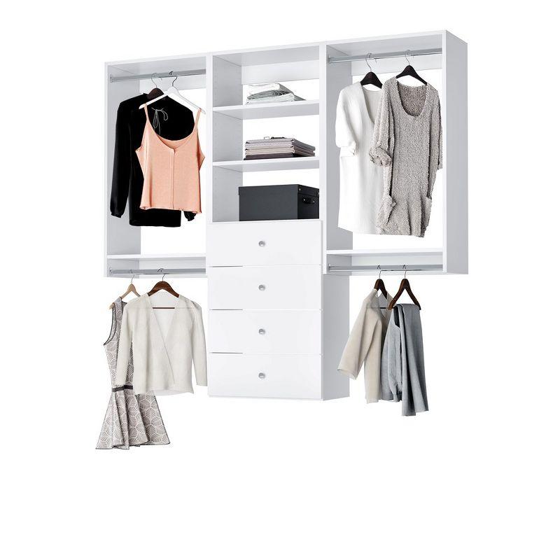Modular Closets Modular Closets Closet System Walk-In Sets, 2 Double Hanging Unit with 4 Drawer Shelf Tower