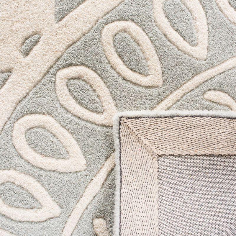 Hand-Tufted Wool Square Grey Ivory Area Rug - 5' x 5'