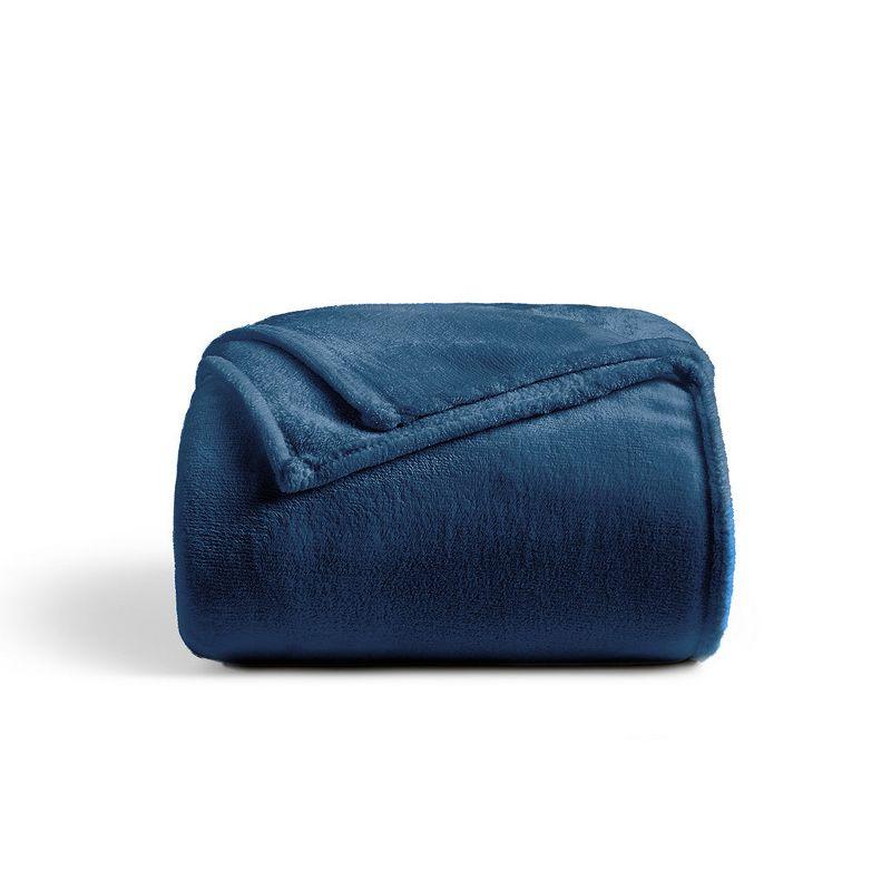 Navy Blue Microfiber Fleece Throw Blanket