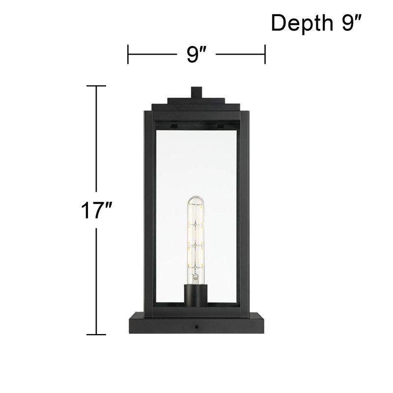 Matte Black 17" Modern Outdoor Pier Mount Light with Clear Glass Shade