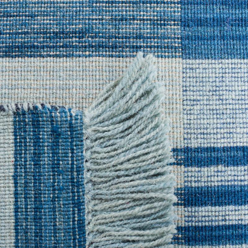 Southwestern Vibe Blue Stripe Wool 6' Square Area Rug