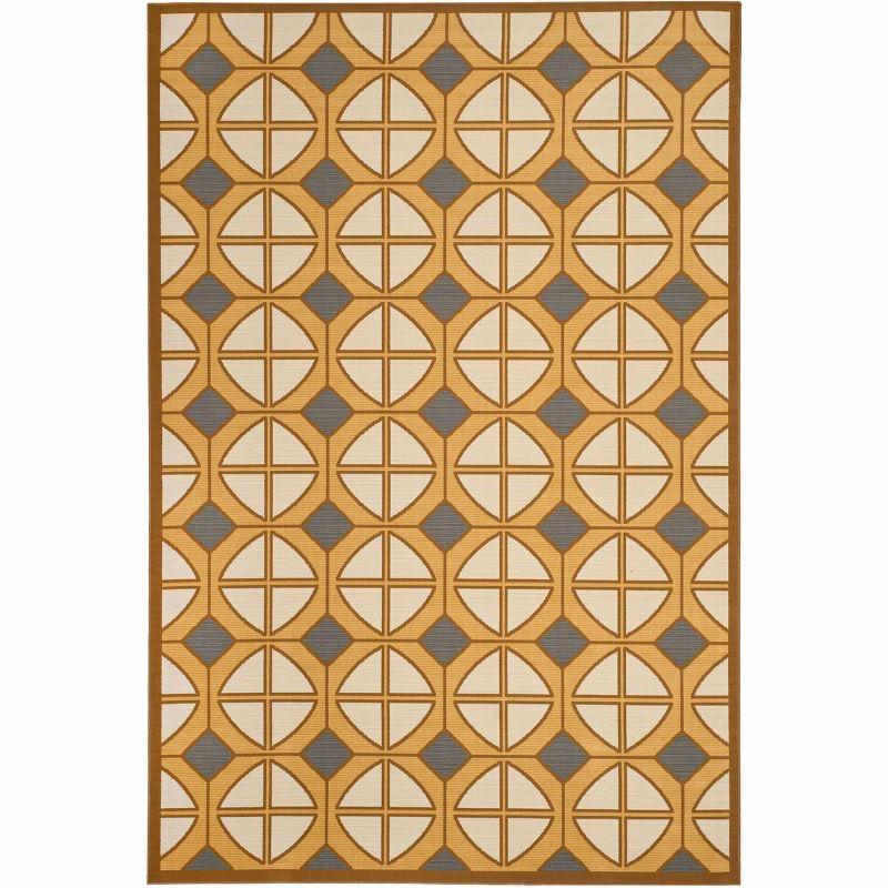 Hampton HAM510 Power Loomed Indoor/Outdoor Area Rug - Camel/Ivory - 8'x11' - Safavieh.