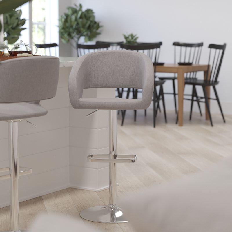 Merrick Lane Modern Bar Stool Rounded Mid-Back Stool With Height Adjustable Swivel Seat