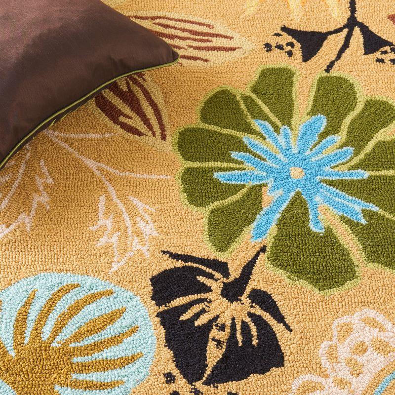 Taupe and Multicolor Floral Synthetic Runner Rug