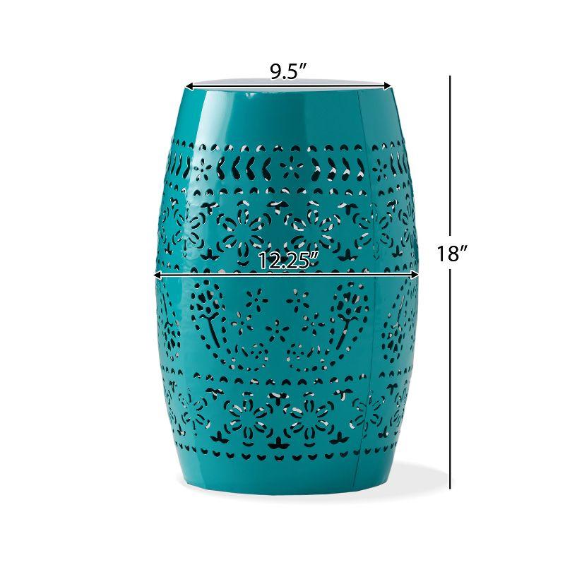 GDFStudio Riley Outdoor Lace Cut 12 Inch Side Table, Teal