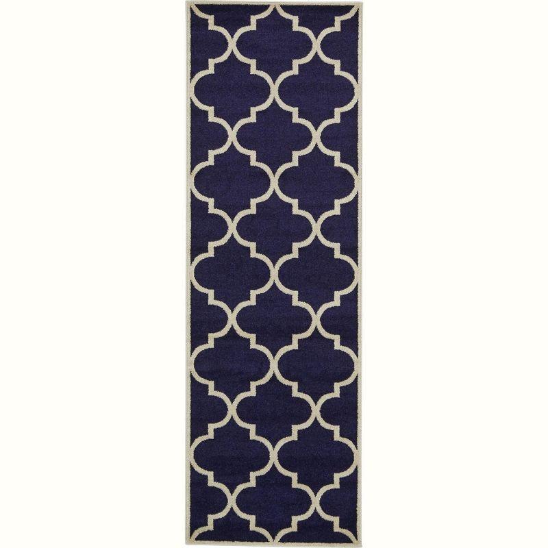 Unique Loom 2' 0 x 8' 0 Runner Navy Blue Trellis Austin Area Rug