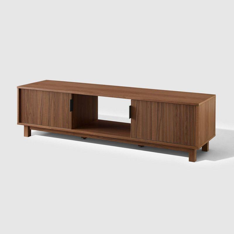 Mocha Engineered Wood 2-Door TV Stand with Storage