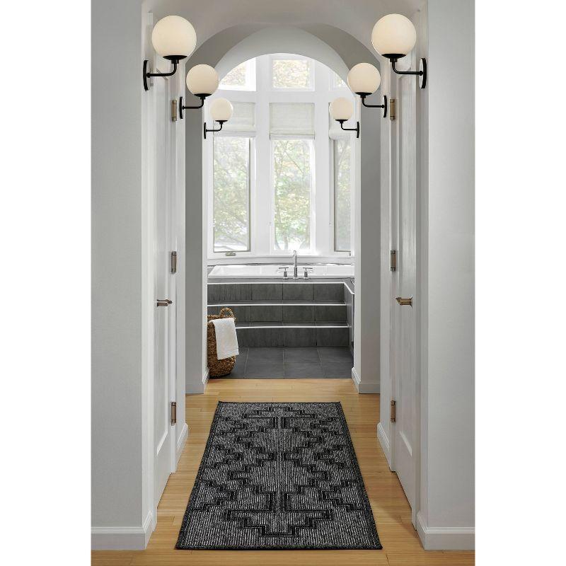 Momeni 4'1"x6' Hampton Maisy Machine Loomed Indoor/Outdoor Area Rug Charcoal Gray: Geometric Pattern, Low Pile, Polypropylene